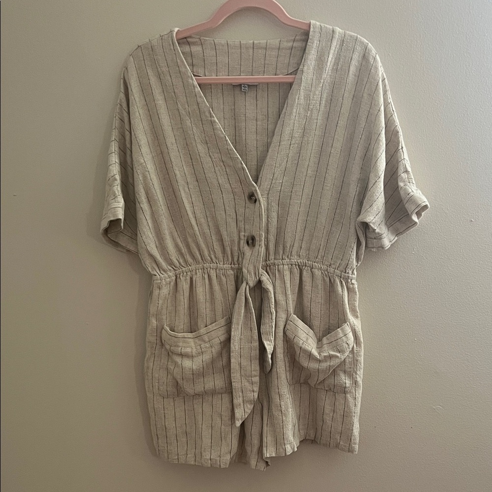 White Birch Cream Striped Jumpsuit